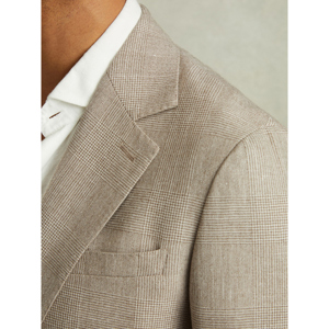 REISS ELLIOT Wool Linen Checked Single Breasted Modern Fit Blazer